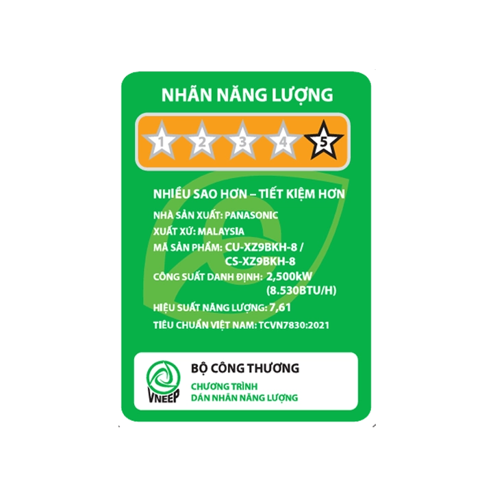 Điều hòa 2 chiều PANASONIC Inverter 8.530 BTU CS-XZ9BKH-8 - Image 2